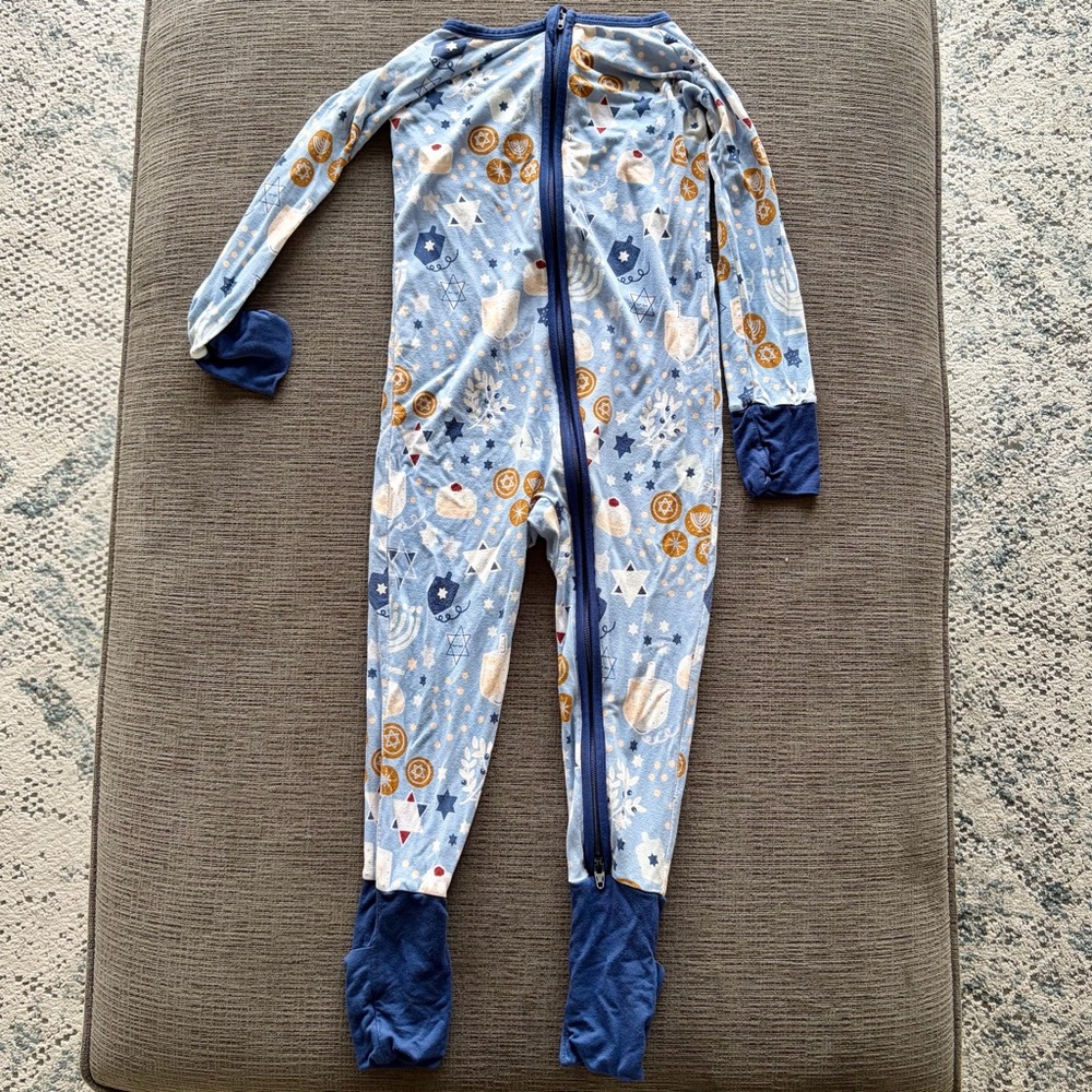 Little Sleepies Hanukkah Pajamas PJs 2T Toddler Zip Up Bamboo Holiday Dreidel
